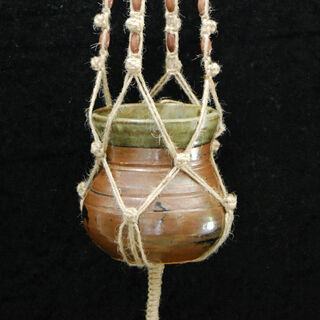 Macrame Jute Pot Plant Hanger with ceramic pot