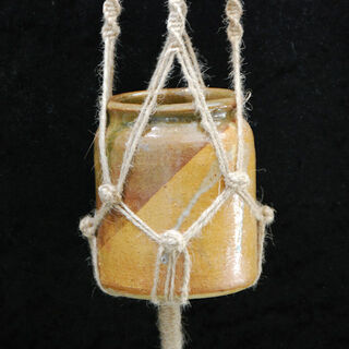 Macrame Jute Pot Plant Hanger with two tone brown pot