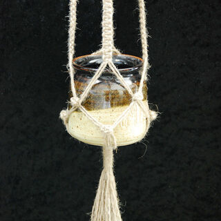 Macrame Jute Pot Plant Hanger with two tone brown pot
