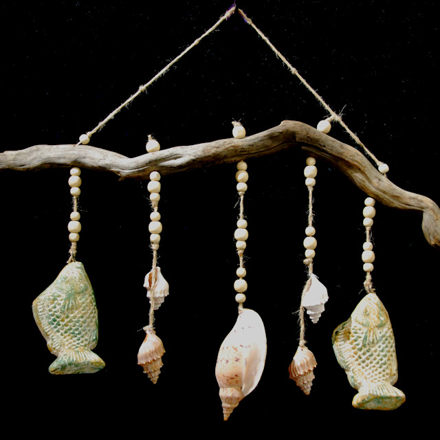Shell and Pottery Fish Wall Hanging